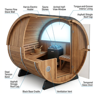 2-Person Luxury Finland Thermo Pine Outdoor Barrel Sauna with Half View Window,Harvia Electric Heater with Sauna Stone, Sauna Accessories Kit and Asphalt Shingle Roof, 4'X6', OBS1812 — How It Works