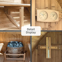 Woodbridge 2-Person Luxury Finland Thermo Pine Outdoor Barrel Sauna with Half View Window,Harvia Electric Heater with Sauna Stone, Sauna Accessories Kit and Asphalt Shingle Roof, 4'X6', OBS1812