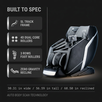 4D Deluxe Gray and Black Zero Gravity and Space Saving Faux Leather Heated Massage Chair with Sl-Track and Bluetooth — Results & Stats