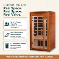 Barcelona 1 to 2 Person Low EMF FAR Infrared Home Sauna — Results & Stats