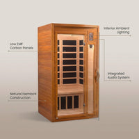 Barcelona 1 to 2 Person Low EMF FAR Infrared Home Sauna — infographic